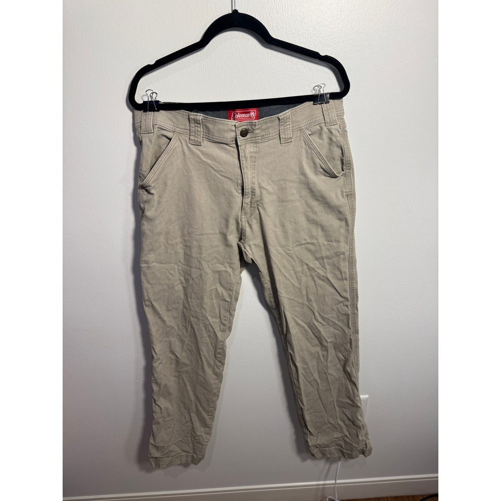 Coleman Mens Canvas Utility Pants Tan Khaki Work Trousers 32x32 Tool Pocket
